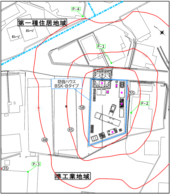 防音ハウス(BSK-Bタイプ)で騒音対策をした場合の騒音レベル